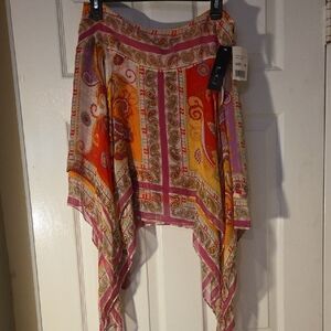 ECI Asymmetrical Paisley Skirt - Pink, Orange, Yellow